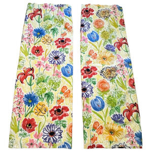 Vintage Bloomcraft Custom Made Watercolor Floral Curtains Double Wide 78"x56"(2)